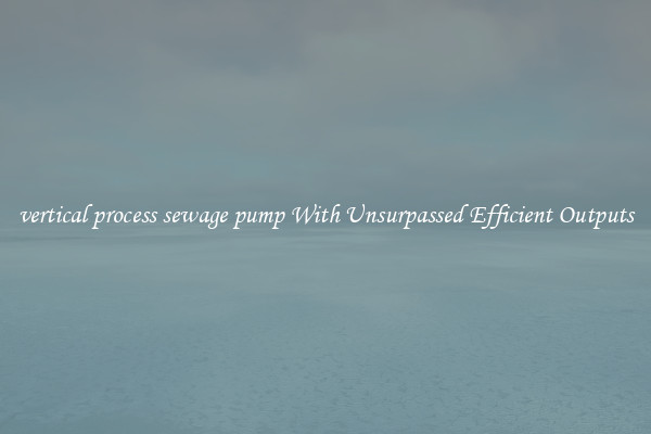 vertical process sewage pump With Unsurpassed Efficient Outputs