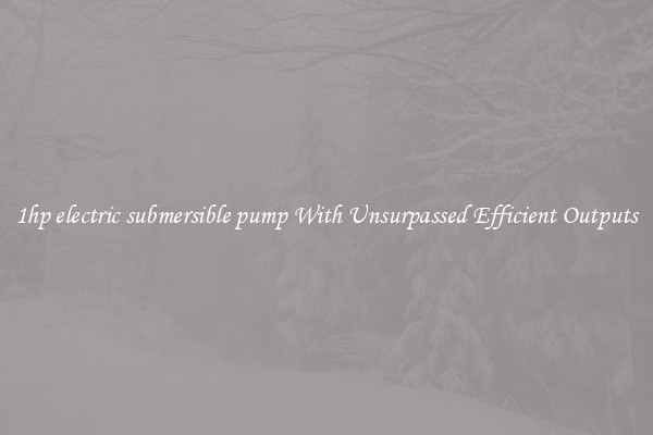 1hp electric submersible pump With Unsurpassed Efficient Outputs